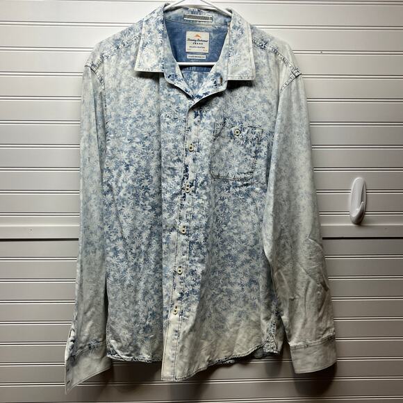 Tommy Bahama Jeans Island Crafted White Washed Ombre Long Sleeve Shirt Size XL - Picture 1 of 16